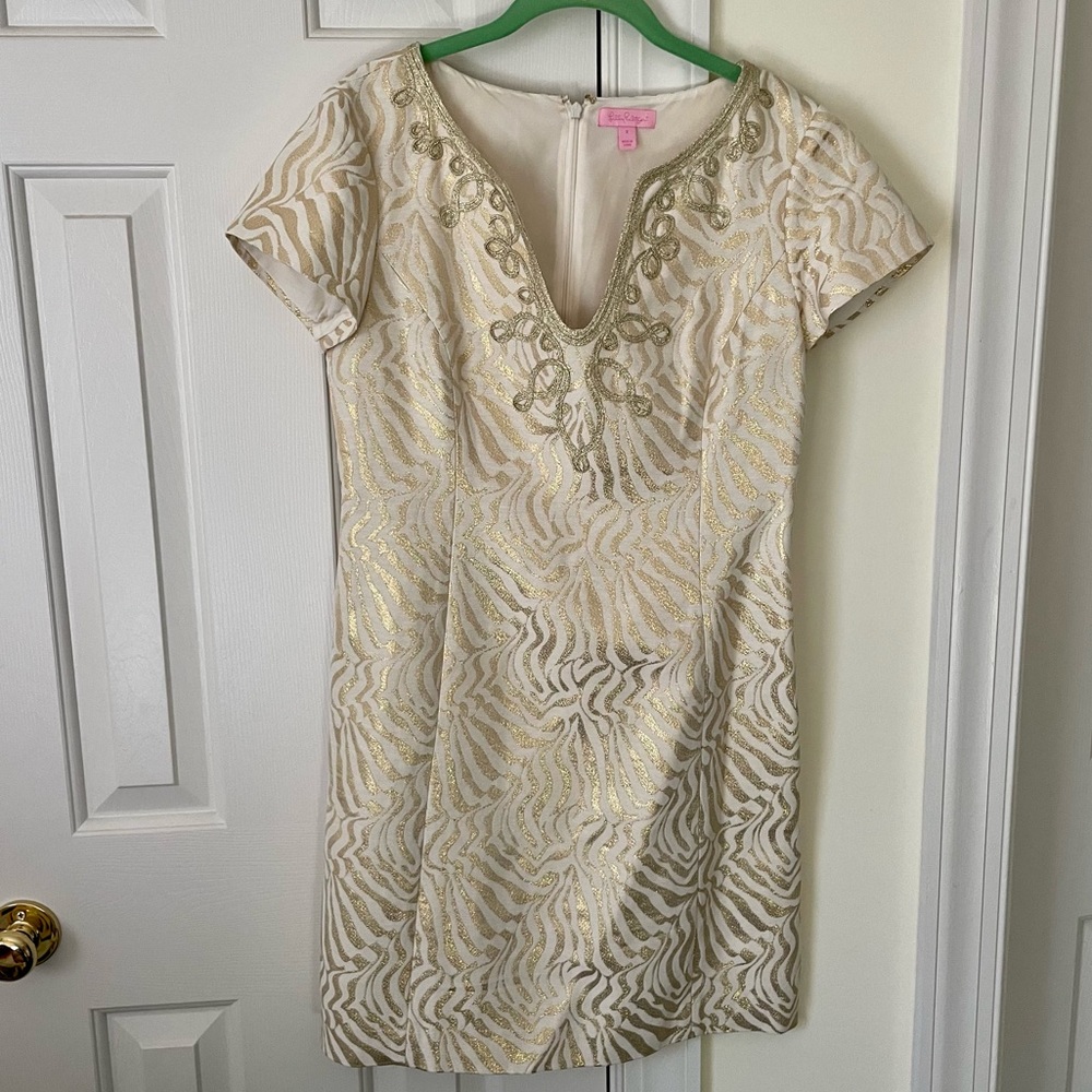 Lilly Pulitzer Gold Cap Sleeve Dress Size 8